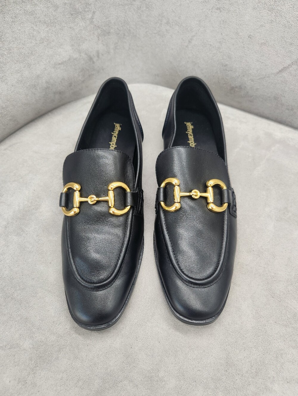 Jeffrey Campbell Dress Loafers 9.5 Black Leather Horsebit Apron Preppy Classic